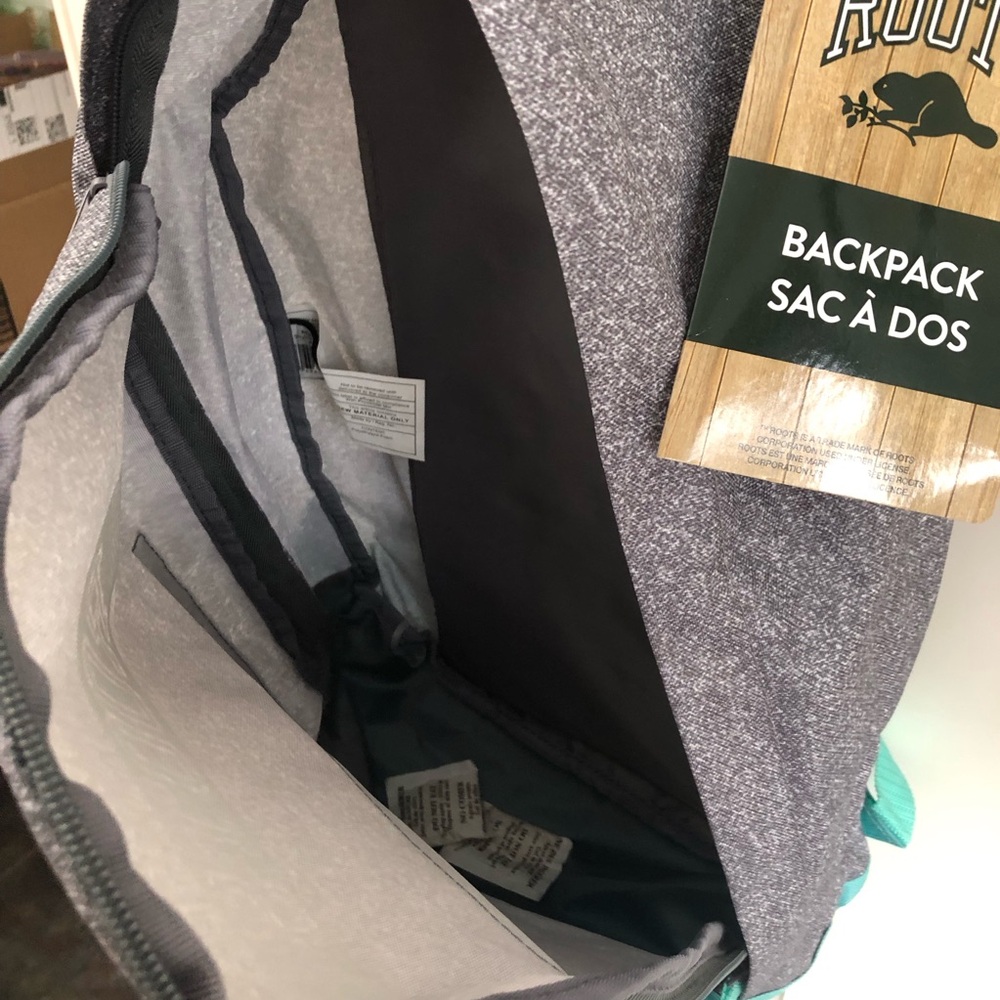 NWT Roots Student Backpack - grey / mint - Picture 8 of 13